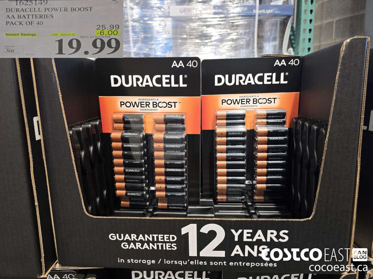 1625149 DURACELL POWER BOOST AA BATTERIES PACK OF 40 ($6.00 INSTANT SAVINGS EXPIRES ON 2025-07-27) $19.99