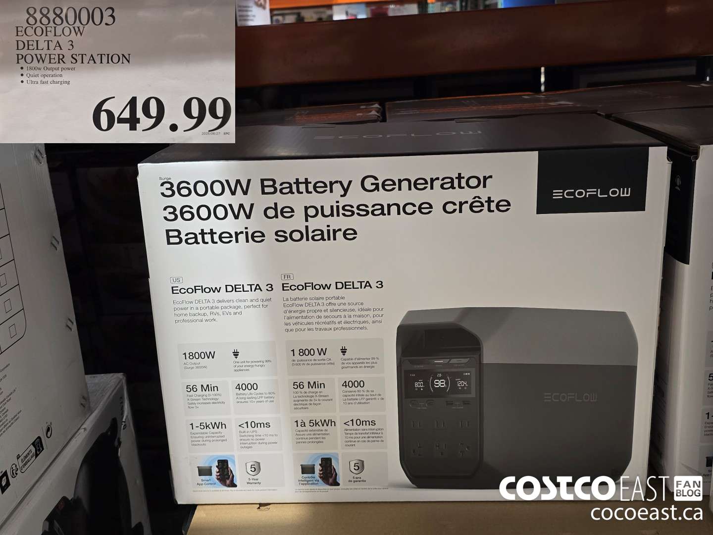 8880003 ECOFLOW DELTA 3 POWER STATION $649.99