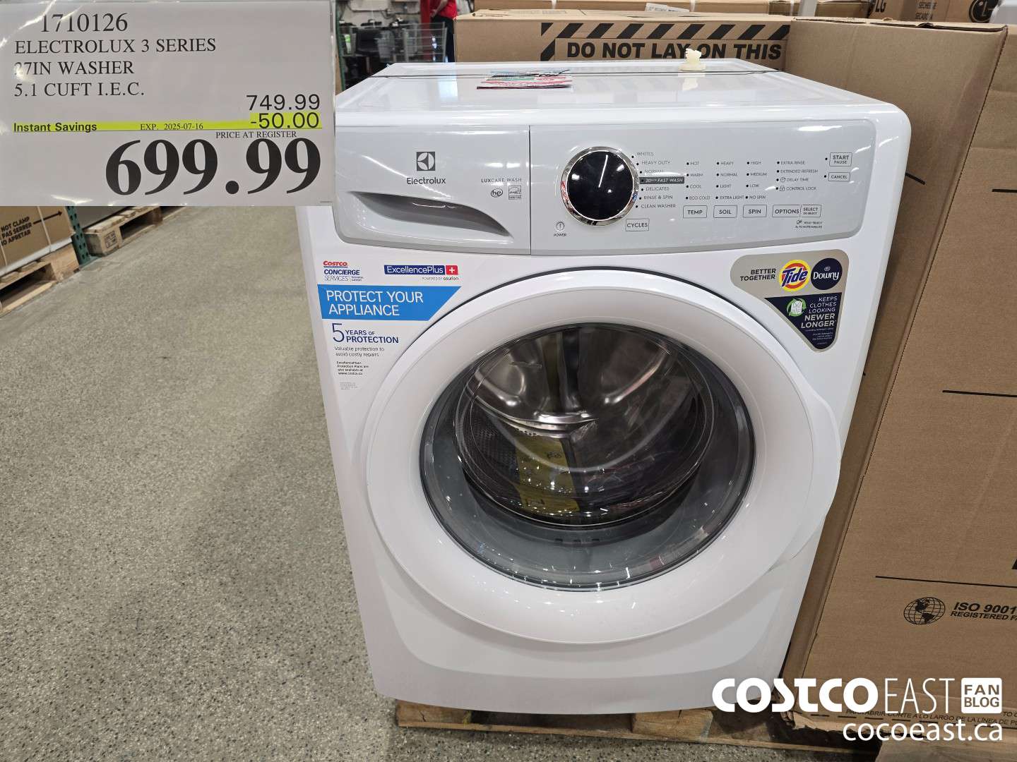 1710126 ELECTROLUX 3 SERIES 27 IN WASHER 5.1 CUFT I.E.C. ($50.00 INSTANT SAVINGS EXPIRES ON 2025-07-16) $699.99