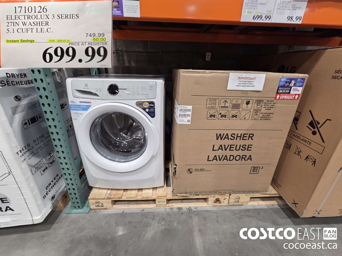 1710126 ELECTROLUX 3 SERIES 27 IN WASHER 5.1 CUFT I.E.C. ($50.00 INSTANT SAVINGS EXPIRES ON 2025-07-16) $699.99