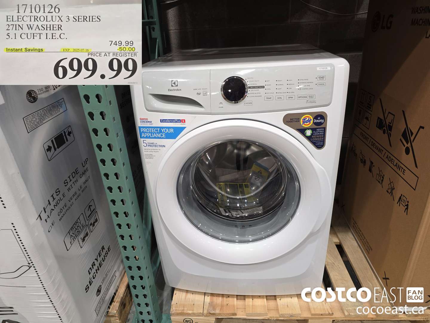 1710126 ELECTROLUX 3 SERIES 27 IN WASHER 5.1 CUFT I.E.C. ($50.00 INSTANT SAVINGS EXPIRES ON 2025-07-16) $699.99