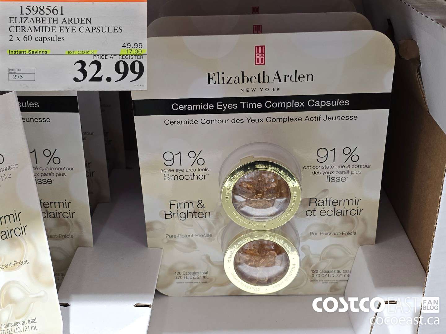 1598561 ELIZABETH ARDEN CERAMIDE EYE CAPSULES 2 x 60 CAPSULES ($17.00 INSTANT SAVINGS EXPIRES ON 2025-07-06) $32.99