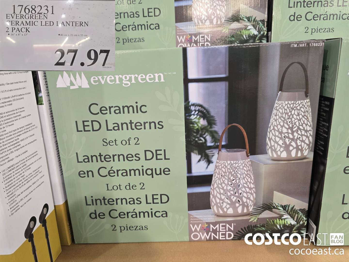 1768231 EVERGREEN CERAMIC LED LANTERN 2 PACK $27.97
