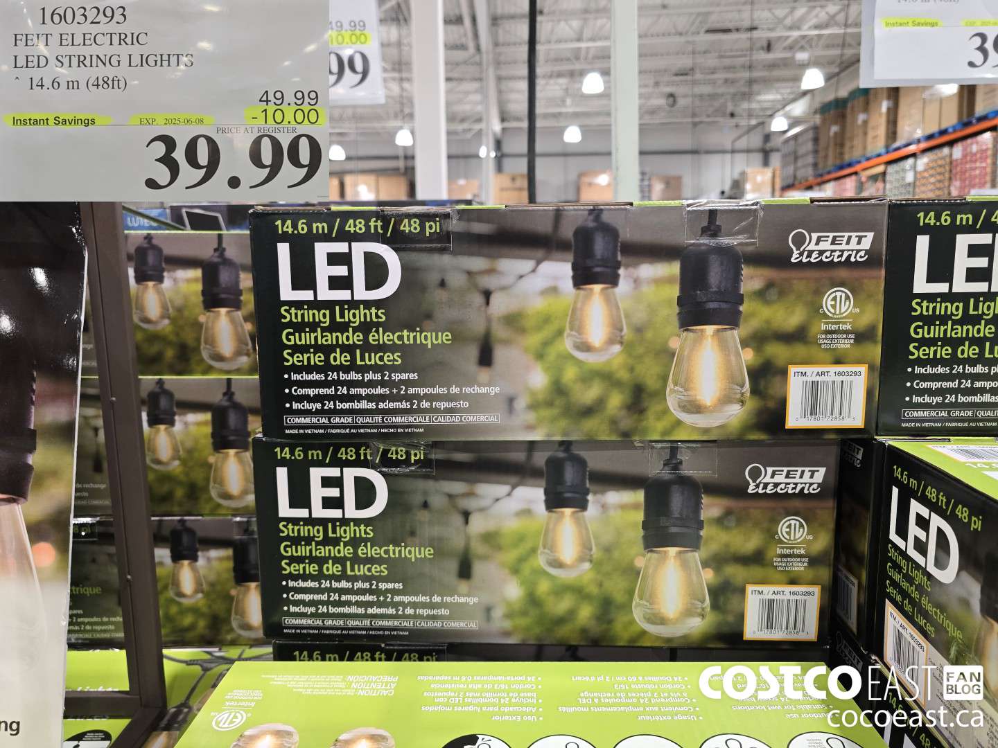 1603293 FEIT ELECTRIC LED STRING LIGHTS 14.6 m (48ft) ($10.00 INSTANT SAVINGS EXPIRES ON 2025-06-08) $39.99