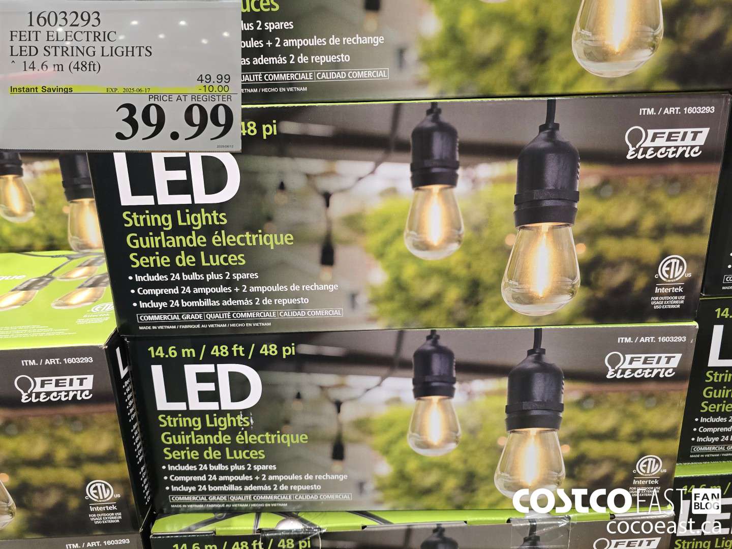 1603293 FEIT ELECTRIC LED STRING LIGHTS 14.6 m (48ft) ($10.00 INSTANT SAVINGS EXPIRES ON 2025-06-17) $39.99