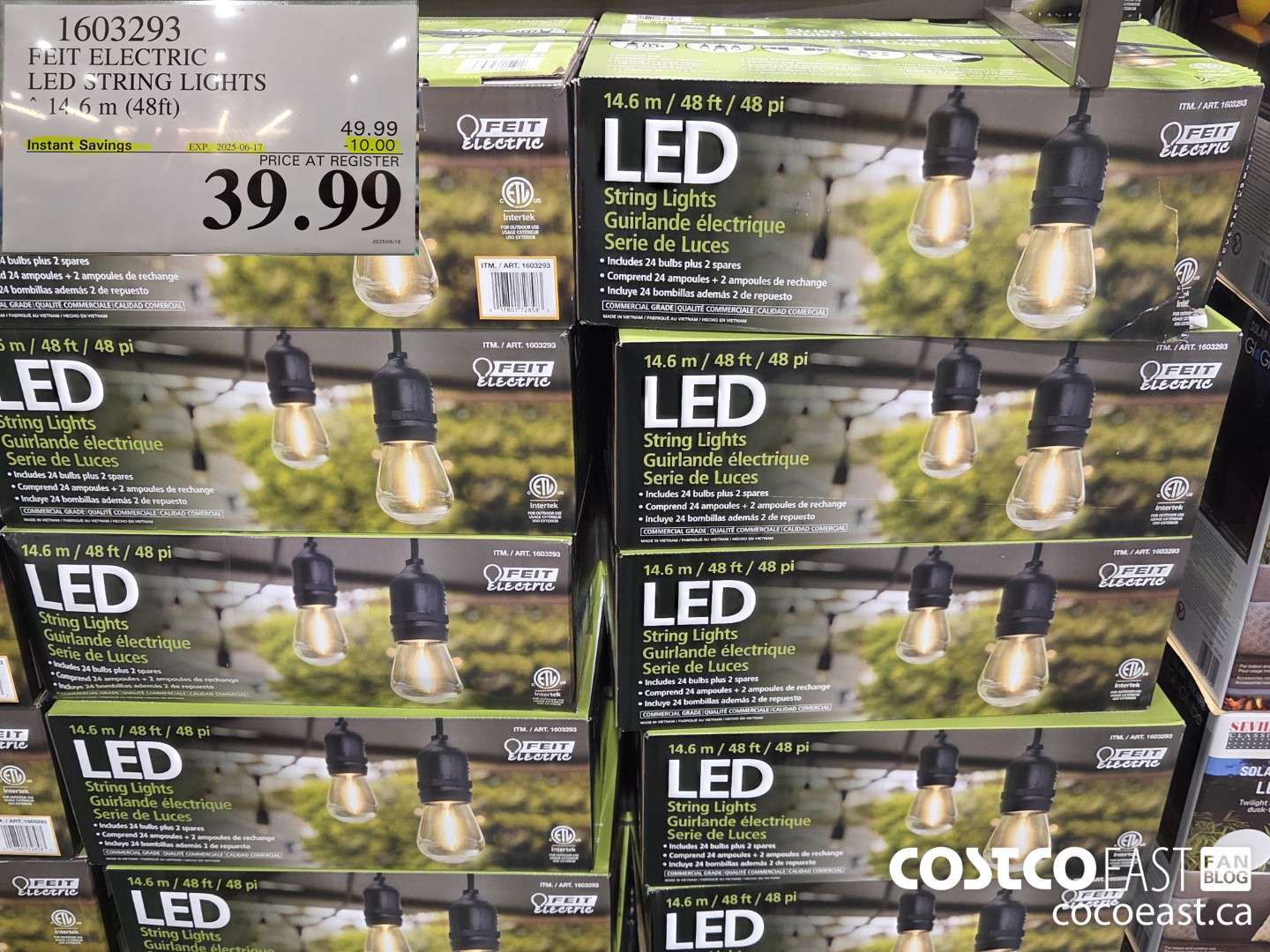 1603293 FEIT ELECTRIC LED STRING LIGHTS 14.6 m (48ft) ($10.00 INSTANT SAVINGS EXPIRES ON 2025-06-17) $39.99