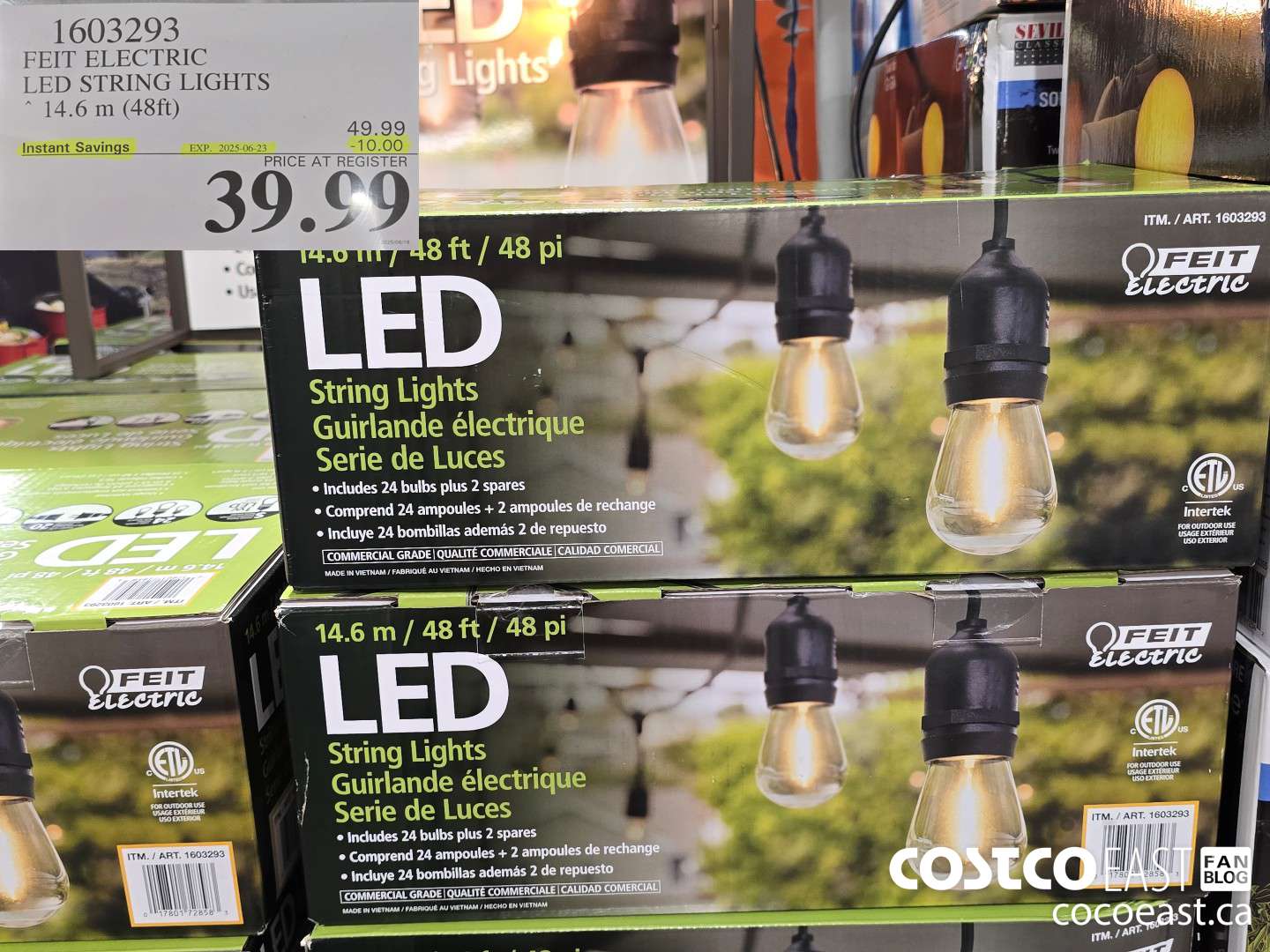 1603293 FEIT ELECTRIC LED STRING LIGHTS 14.6 m (48ft) ($10.00 INSTANT SAVINGS EXPIRES ON 2025-06-23) $39.99