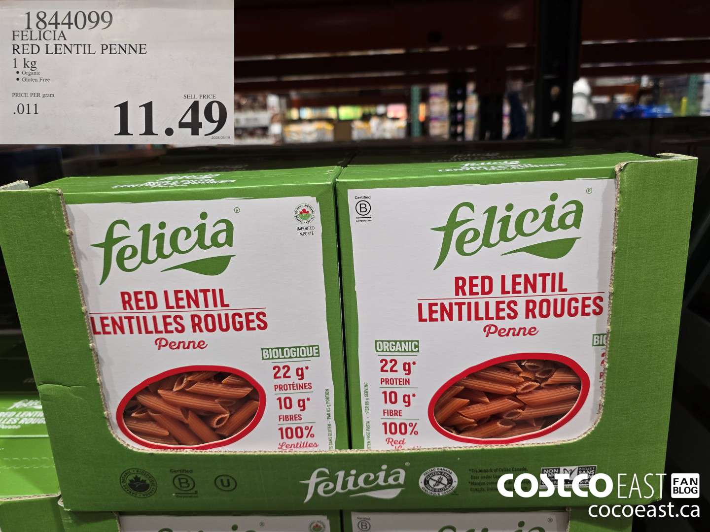 1844099 FELICIA RED LENTIL PENNE 1 kg $11.49