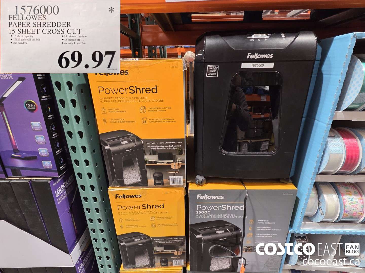 1576000 FELLOWES PAPER SHREDDER 15 sheet cross-cut $69.97