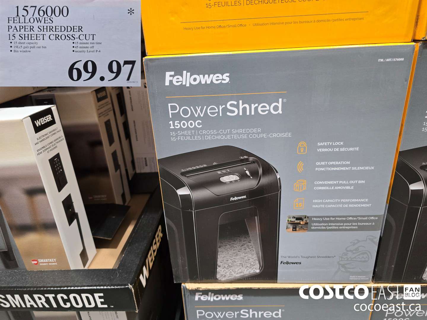 1576000 FELLOWES PAPER SHREDDER 15 sheet cross-cut $69.97