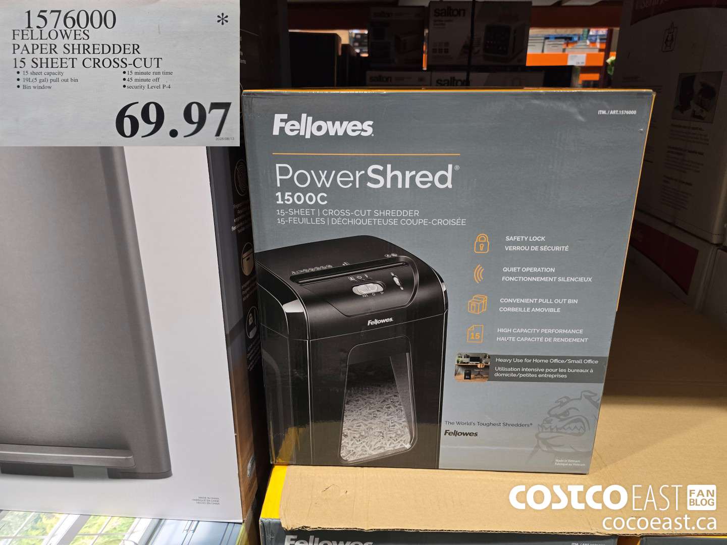 1576000 FELLOWES PAPER SHREDDER 15 sheet cross-cut $69.97