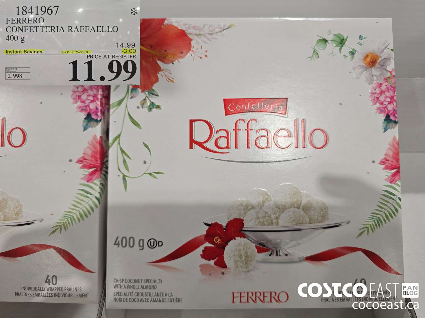 1841967 FERRERO CONFETTERIA RAFFAELLO 400 G ($3.00 INSTANT SAVINGS EXPIRES ON 2025-06-08) $11.99