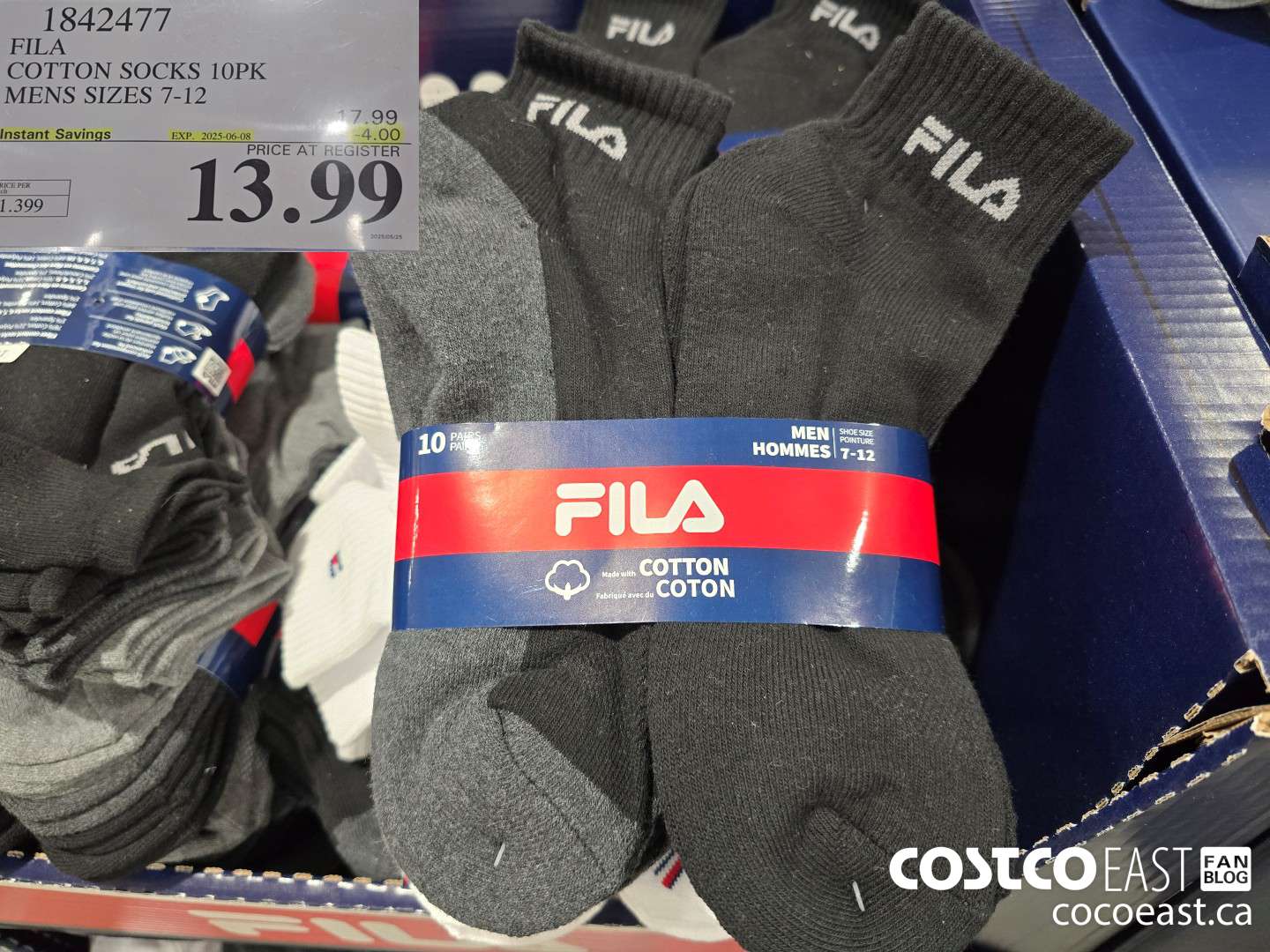 1842477 FILA COTTON SOCKS 10PK MENS SIZES 7-12 ($4.00 INSTANT SAVINGS EXPIRES ON 2025-06-08) $13.99