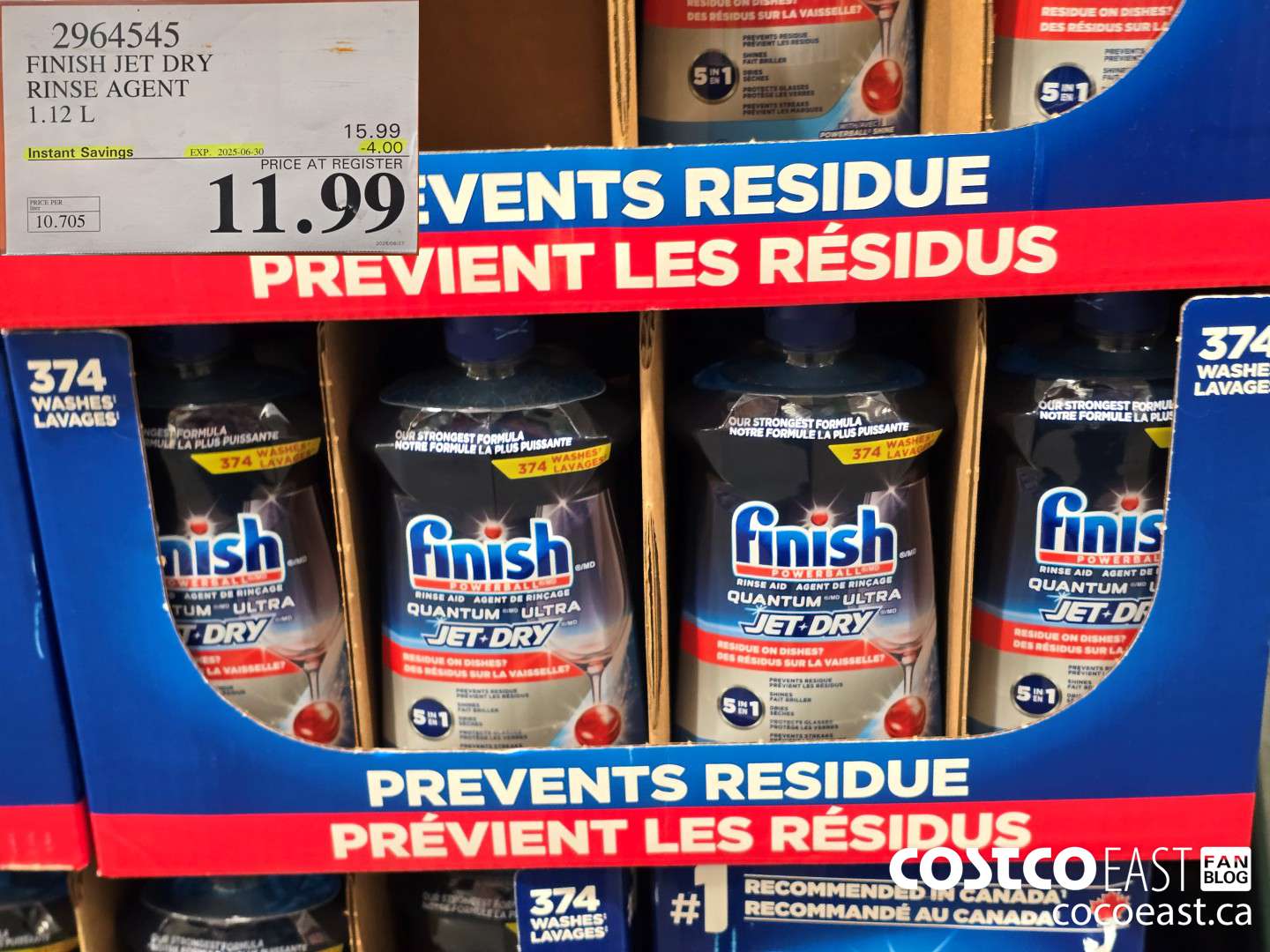 2964545 FINISH JET DRY RINSE AGENT 1.12 L ($4.00 INSTANT SAVINGS EXPIRES ON 2025-06-30) $11.99