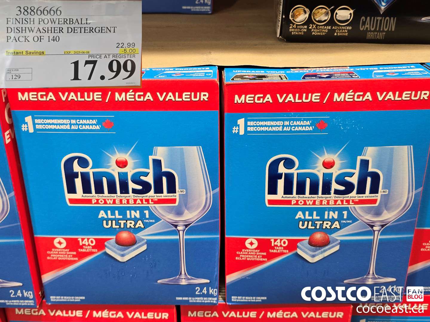 3886666 FINISH POWERBALL DISHWASHER DETERGENT PACK OF 140 ($5.00 INSTANT SAVINGS EXPIRES ON 2025-06-08) $17.99