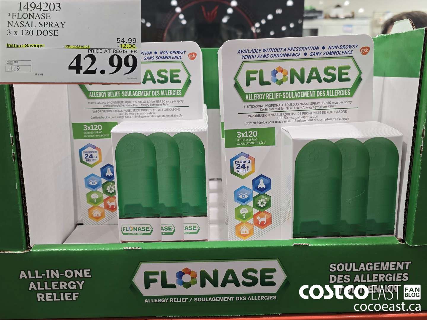 1494203 FLONASE NASAL SPRAY 3 X 120 DOSE ($12.00 INSTANT SAVINGS EXPIRES ON 2025-06-08) $42.99