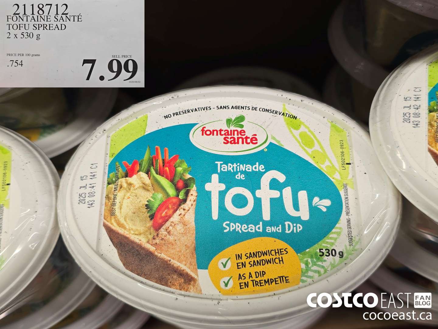 2118712 FONTAINE SANTE TOFU SPREAD 2 X 530 G $7.99
