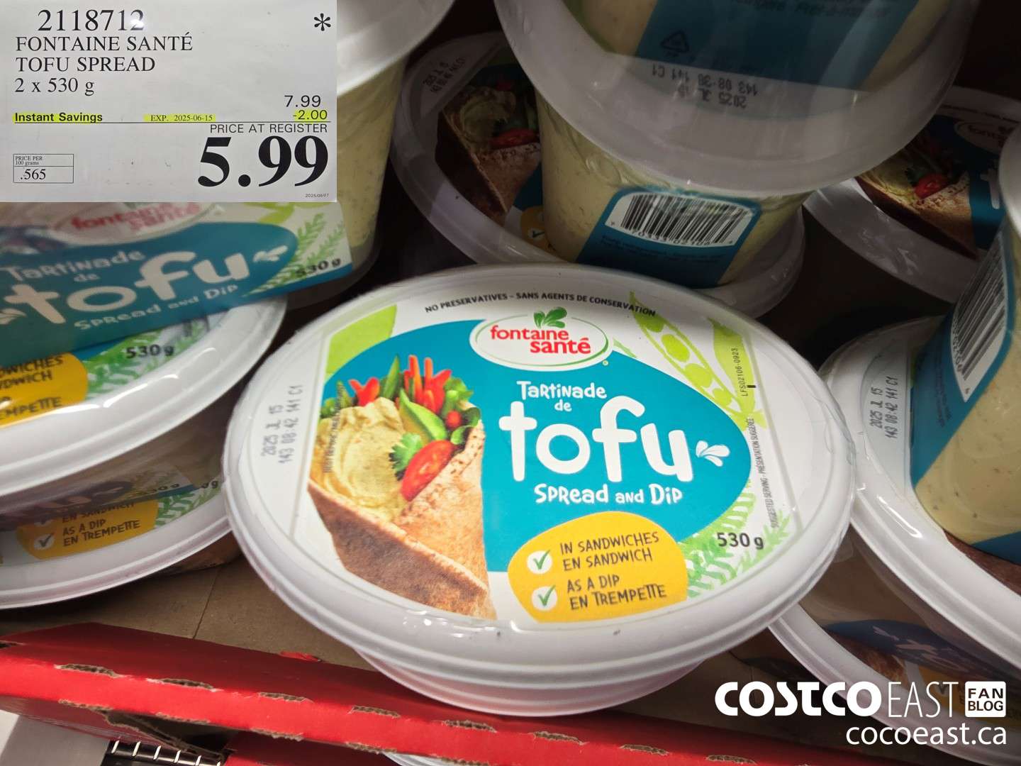 2118712 FONTAINE SANTE TOFU SPREAD 2 X 530 G ($2.00 INSTANT SAVINGS EXPIRES ON 2025-06-15) $5.99