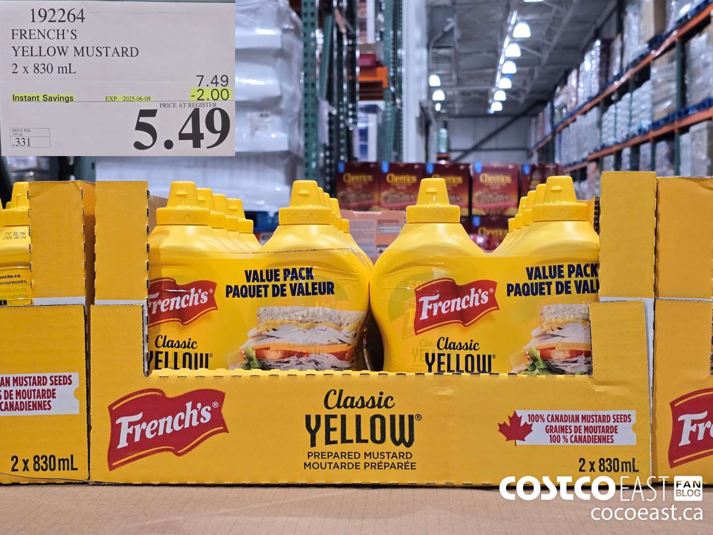 192264 FRENCH'S YELLOW MUSTARD 2 X 830 ML ($2.00 INSTANT SAVINGS EXPIRES ON 2025-06-08) $5.49