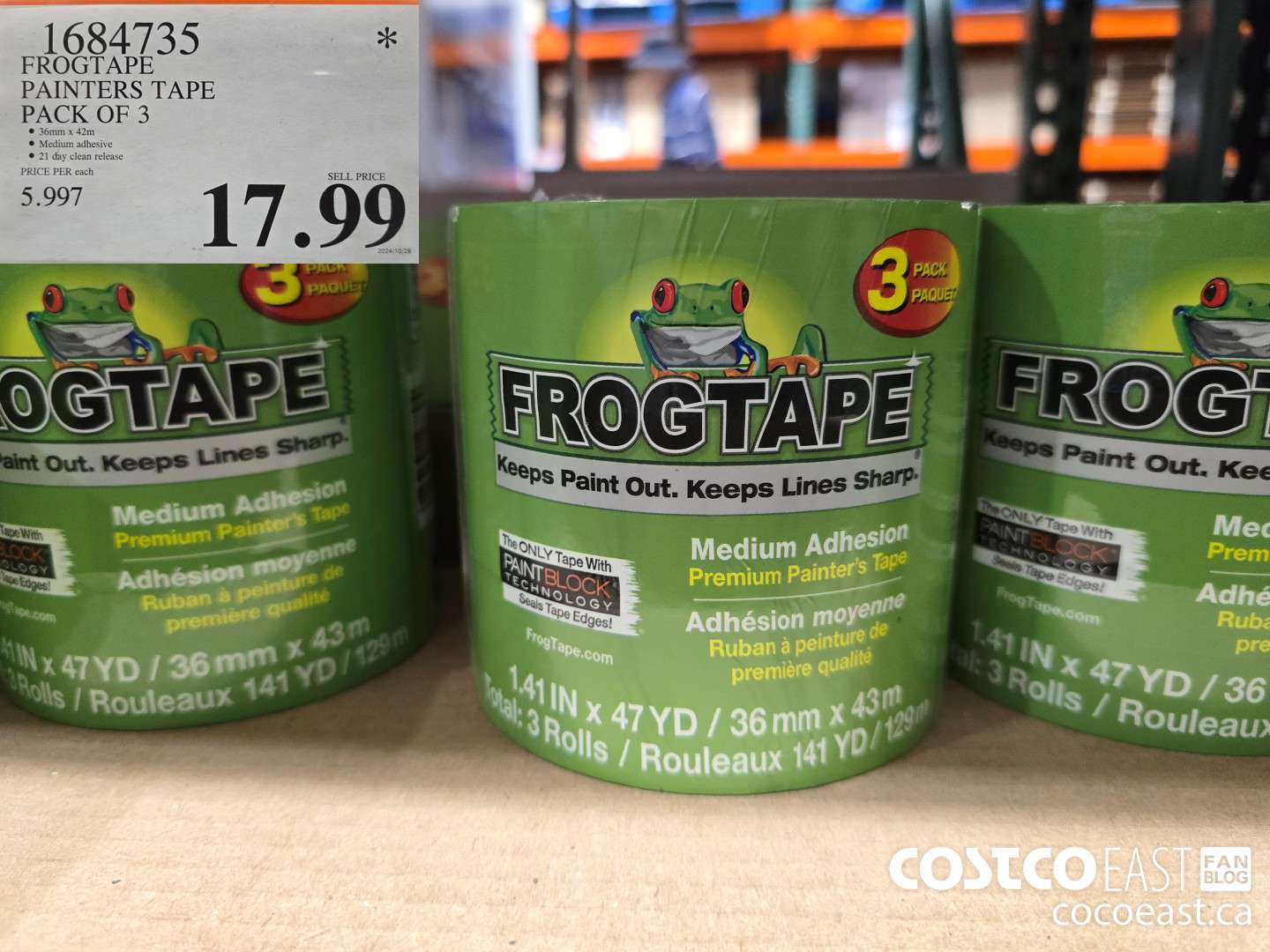 1684735 FROGTAPE PAINTERS TAPE PACK OF 3 $17.99