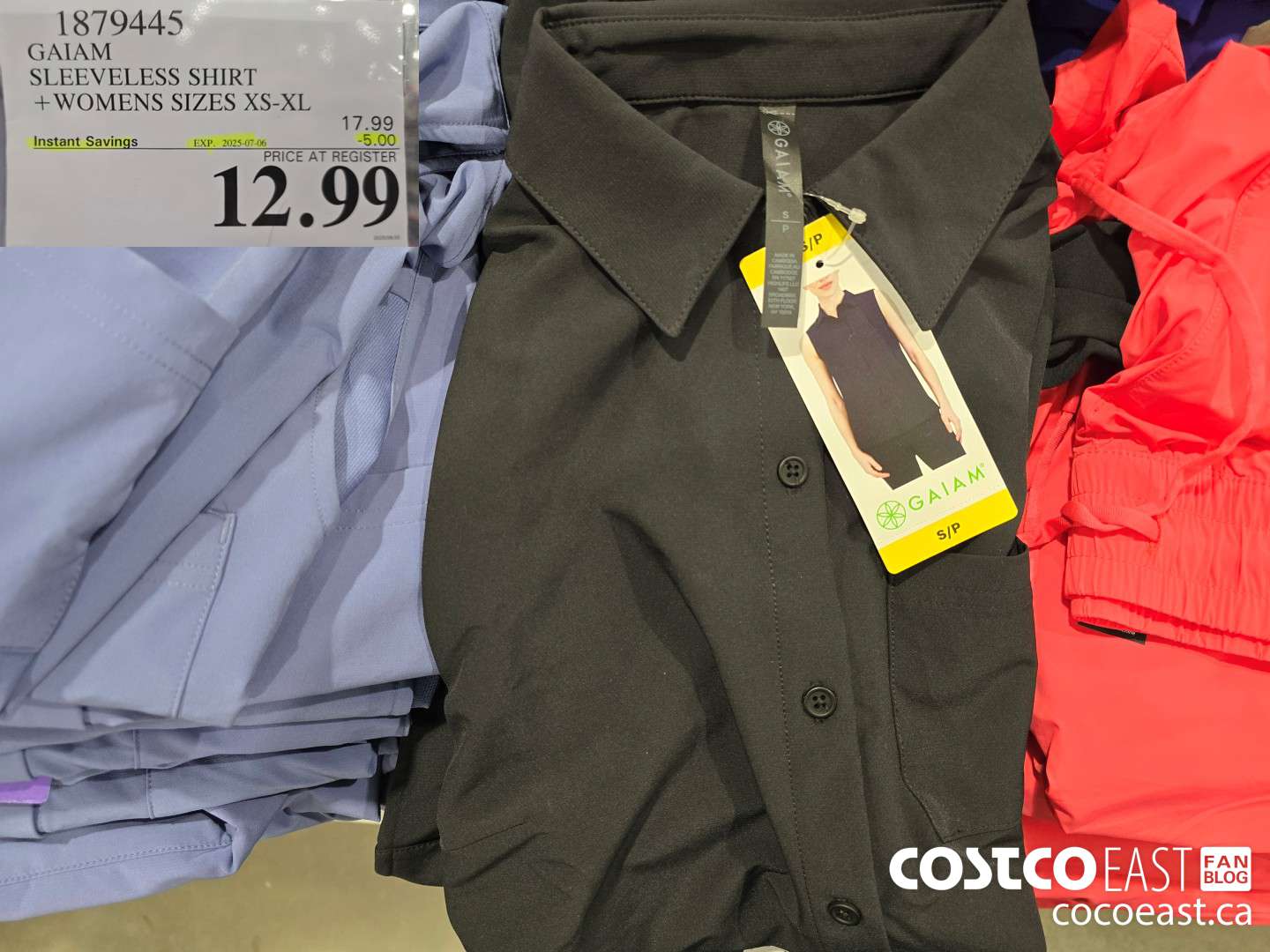 1879445 GAIAM SLEEVELESS SHIRT +WOMENS SIZES XS-XL 2025-0706 ($5.00 INSTANT SAVINGS) $12.99