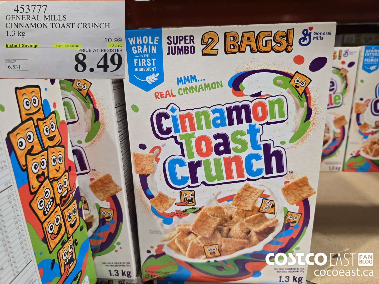 453777 GENERAL MILLS CINNAMON TOAST CRUNCH 1.3 kg ($2.50 INSTANT SAVINGS EXPIRES ON 2025-06-08) $8.49