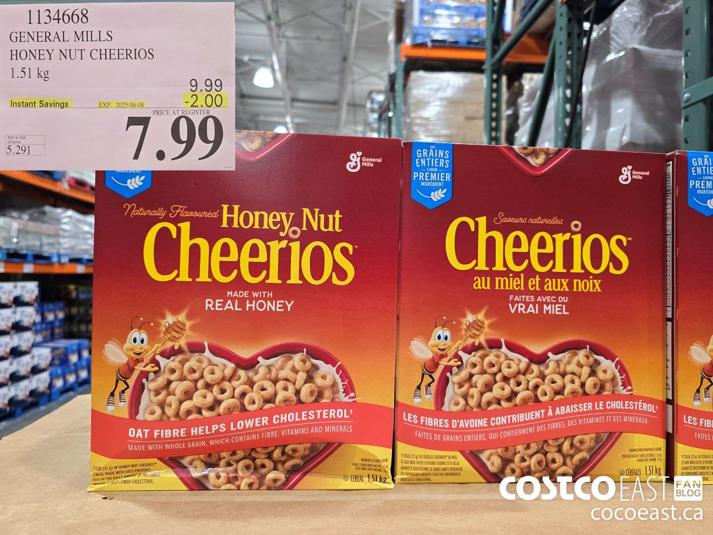 1134668 GENERAL MILLS HONEY NUT CHEERIOS 1.51 kg ($2.00 INSTANT SAVINGS EXPIRES ON 2025-06-08) $7.99