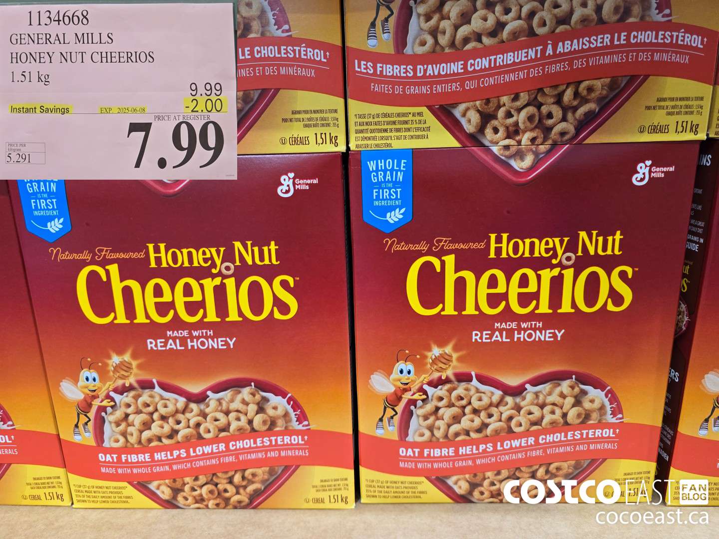 1134668 GENERAL MILLS HONEY NUT CHEERIOS 1.51 kg ($2.00 INSTANT SAVINGS EXPIRES ON 2025-06-08) $7.99