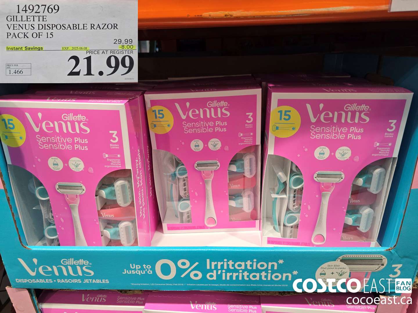 1492769 GILLETTE VENUS DISPOSABLE RAZOR PACK OF 15 ($8.00 INSTANT SAVINGS EXPIRES ON 2025-06-08) $21.99