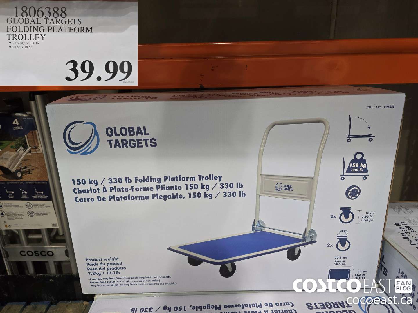 1806388 GLOBAL TARGETS FOLDING PLATFORM TROLLEY $39.99