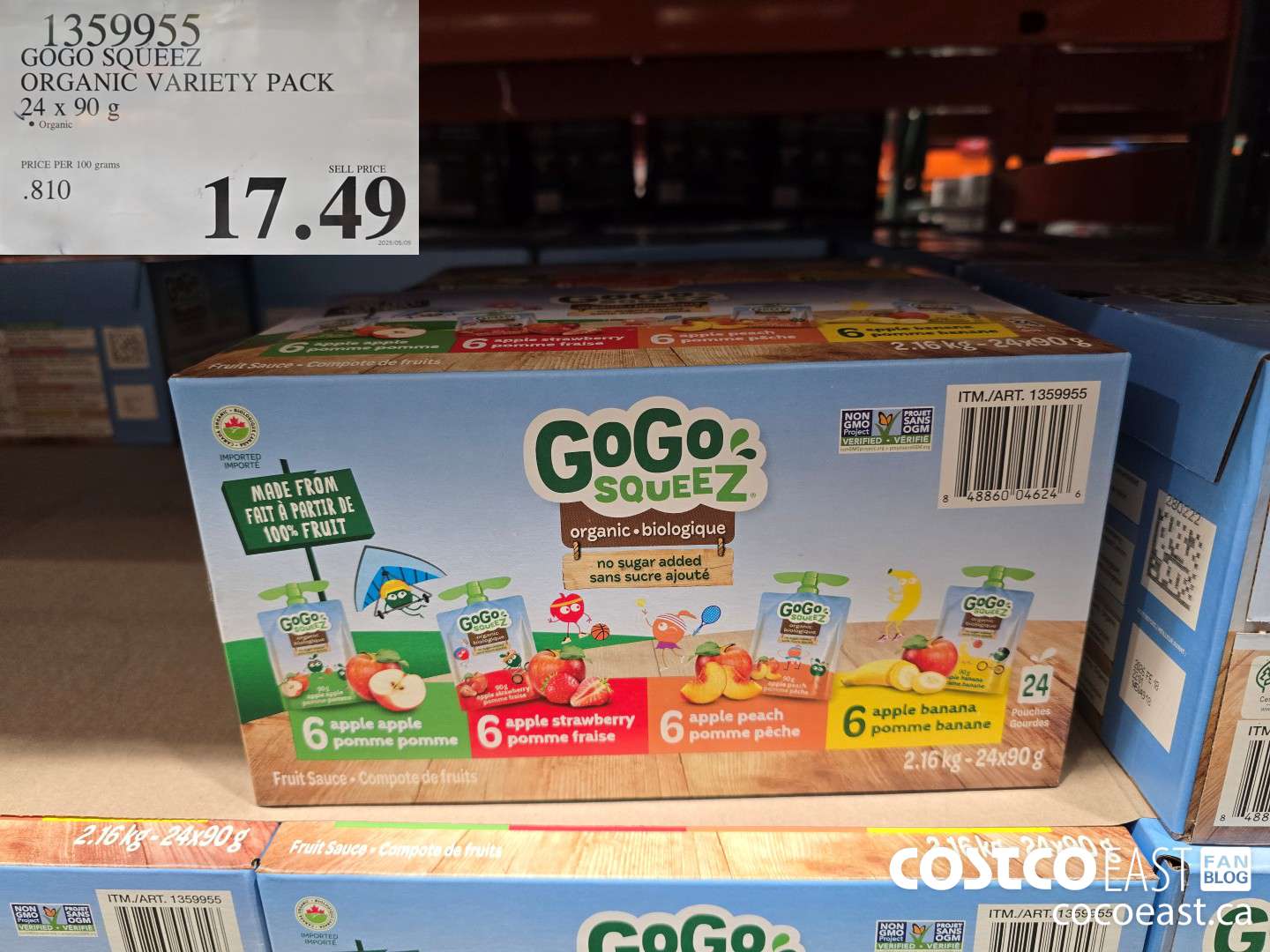 1359955 GOGO SQUEEZ ORGANIC VARIETY PACK 24 x 90 g $17.49