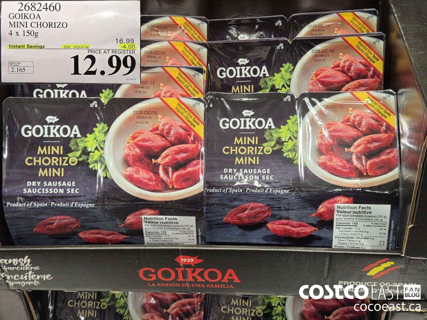 2682460 GOIKOA MINI CHORIZO 4 x 150g ($4.00 INSTANT SAVINGS EXPIRES ON 2025-07-06) $12.99