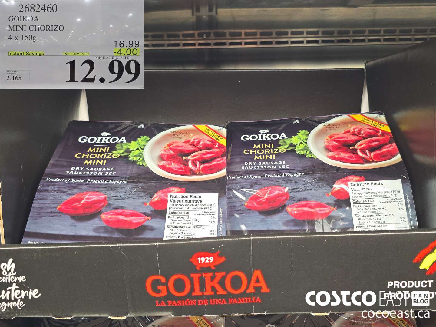 2682460 GOIKOA MINI CHORIZO 4 x 150g ($4.00 INSTANT SAVINGS EXPIRES ON 2025-07-06) $12.99