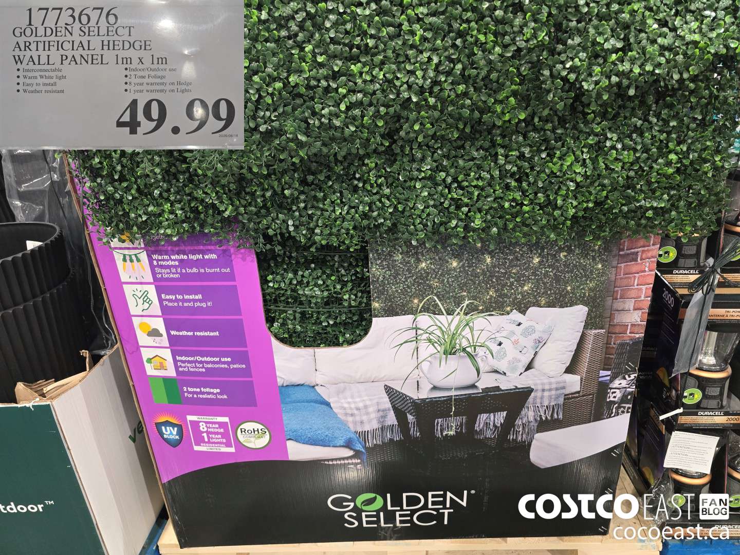 1773676 GOLDEN SELECT ARTIFICIAL HEDGE WALL PANEL 1M X 1M $49.99