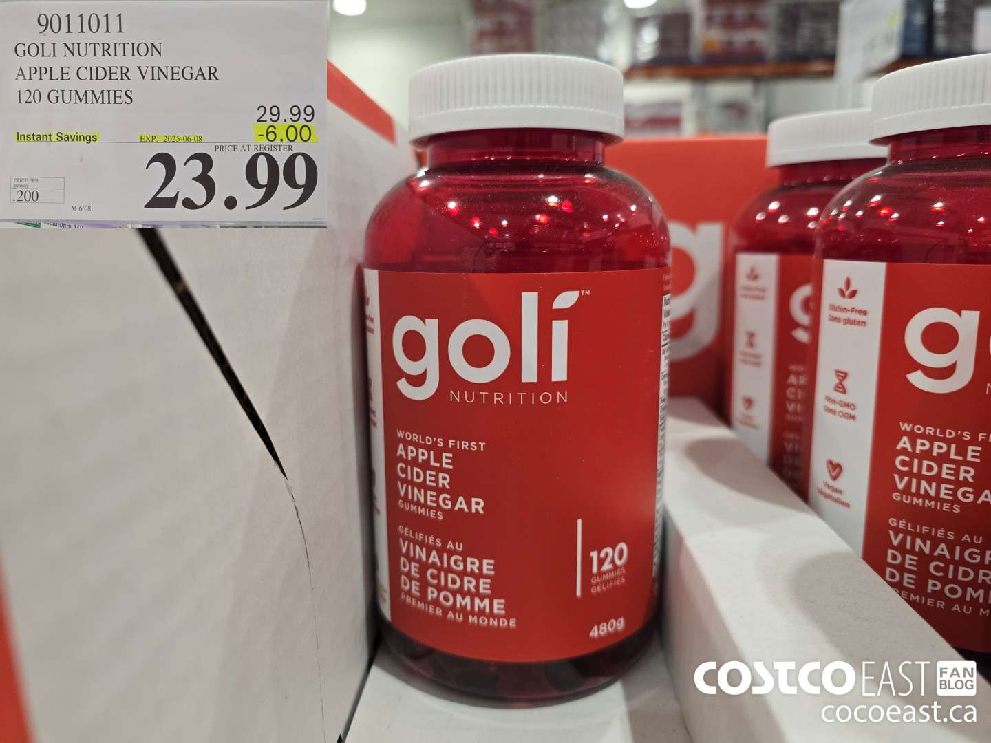 9011011 GOLI NUTRITION APPLE CIDER VINEGAR 120 GUMMIES ($6.00 INSTANT SAVINGS EXPIRES ON 2025-06-08) $23.99