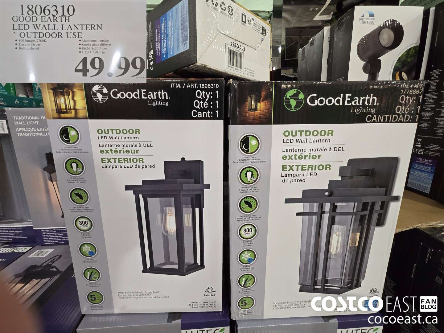 1806310 GOOD EARTH LED WALL LANTERN OUTDOOR USE $49.99
