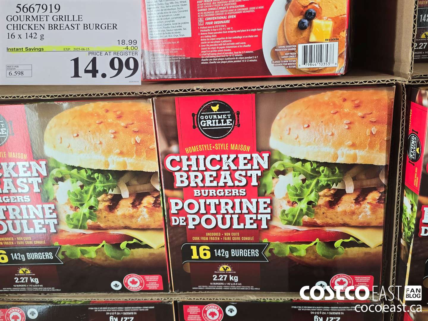 5667919 GOURMET GRILLE CHICKEN BREAST BURGER 16 x 142 G ($4.00 INSTANT SAVINGS EXPIRES ON 2025-06-15) $14.99
