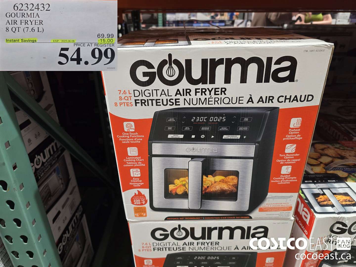 6232432 GOURMIA AIR FRYER 8 QT / 7.6 L ($15.00 INSTANT SAVINGS EXPIRES ON 2025-06-08) $54.99