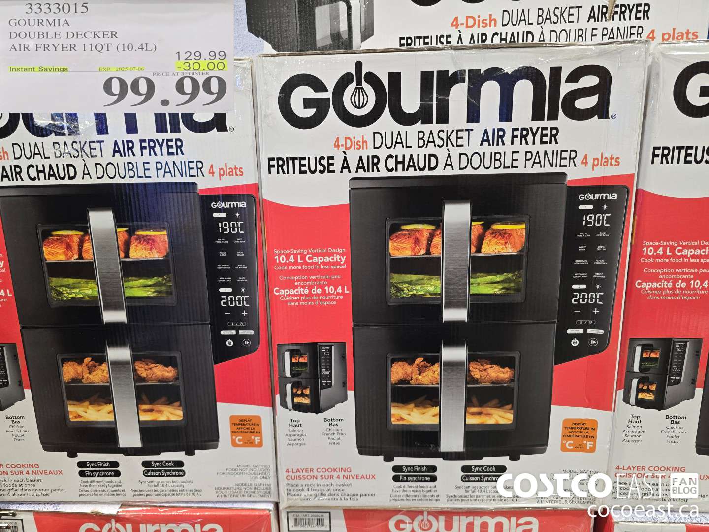 3333015 GOURMIA DOUBLE DECKER AIR FRYER 11QT (10.4L) ($30.00 INSTANT SAVINGS EXPIRES ON 2025-07-06) $99.99