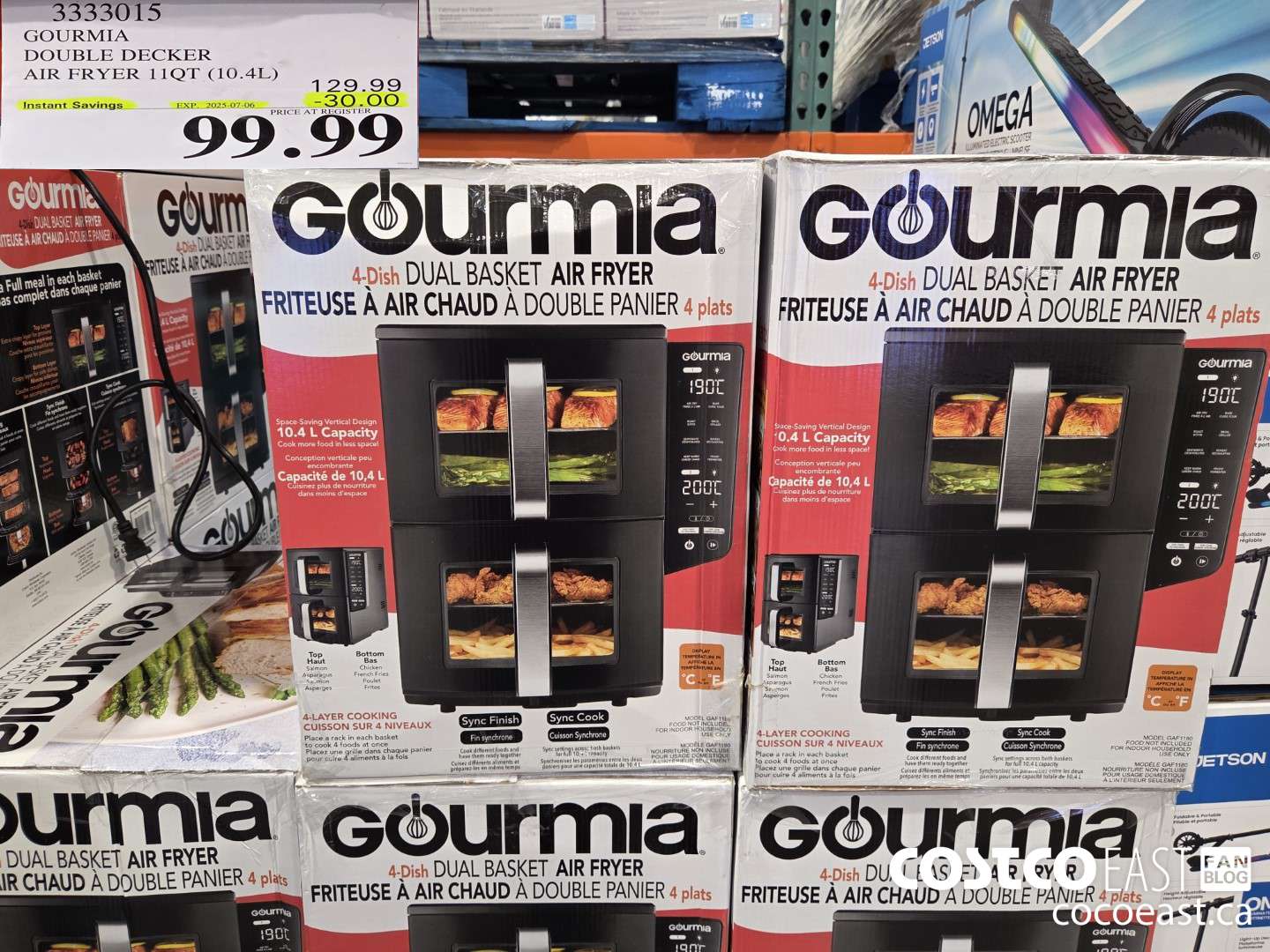 3333015 GOURMIA DOUBLE DECKER AIR FRYER 11QT (10.4L) ($30.00 INSTANT SAVINGS EXPIRES ON 2025-07-06) $99.99