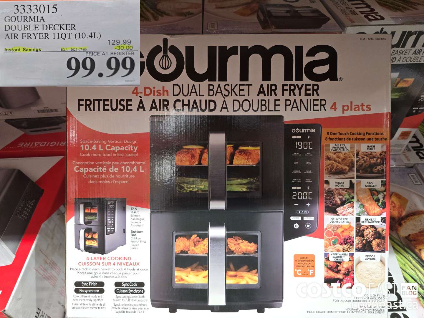 3333015 GOURMIA DOUBLE DECKER AIR FRYER 11QT (10.4L) ($30.00 INSTANT SAVINGS EXPIRES ON 2025-07-06) $99.99