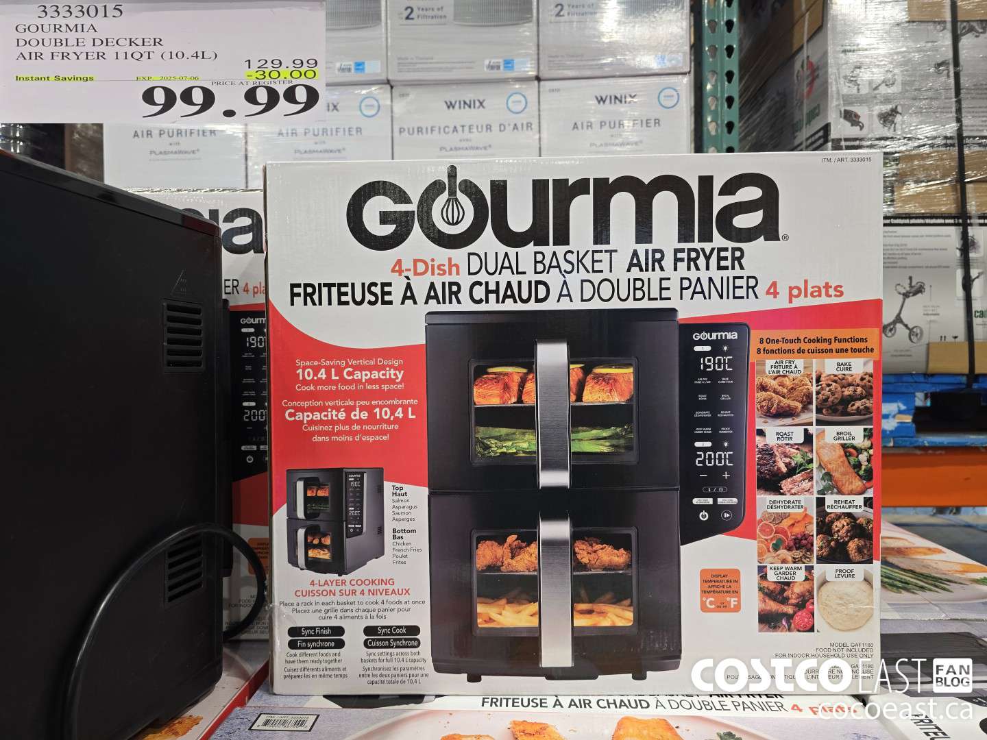3333015 GOURMIA DOUBLE DECKER AIR FRYER 11QT (10.4L) ($30.00 INSTANT SAVINGS EXPIRES ON 2025-07-06) $99.99