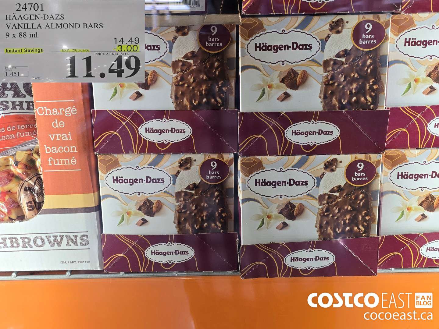 24701 HAAGAN-DAZS VANILLA ALMOND BARS 9 X 88 ML ($3.00 INSTANT SAVINGS EXPIRES ON 2025-07-06) $11.49