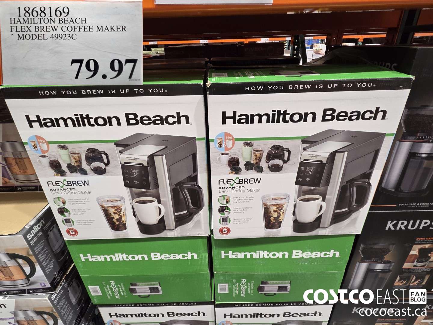 1868169 HAMILTON BEACH FLEX BREW COFFEE MAKER MODEL 49923C $79.97