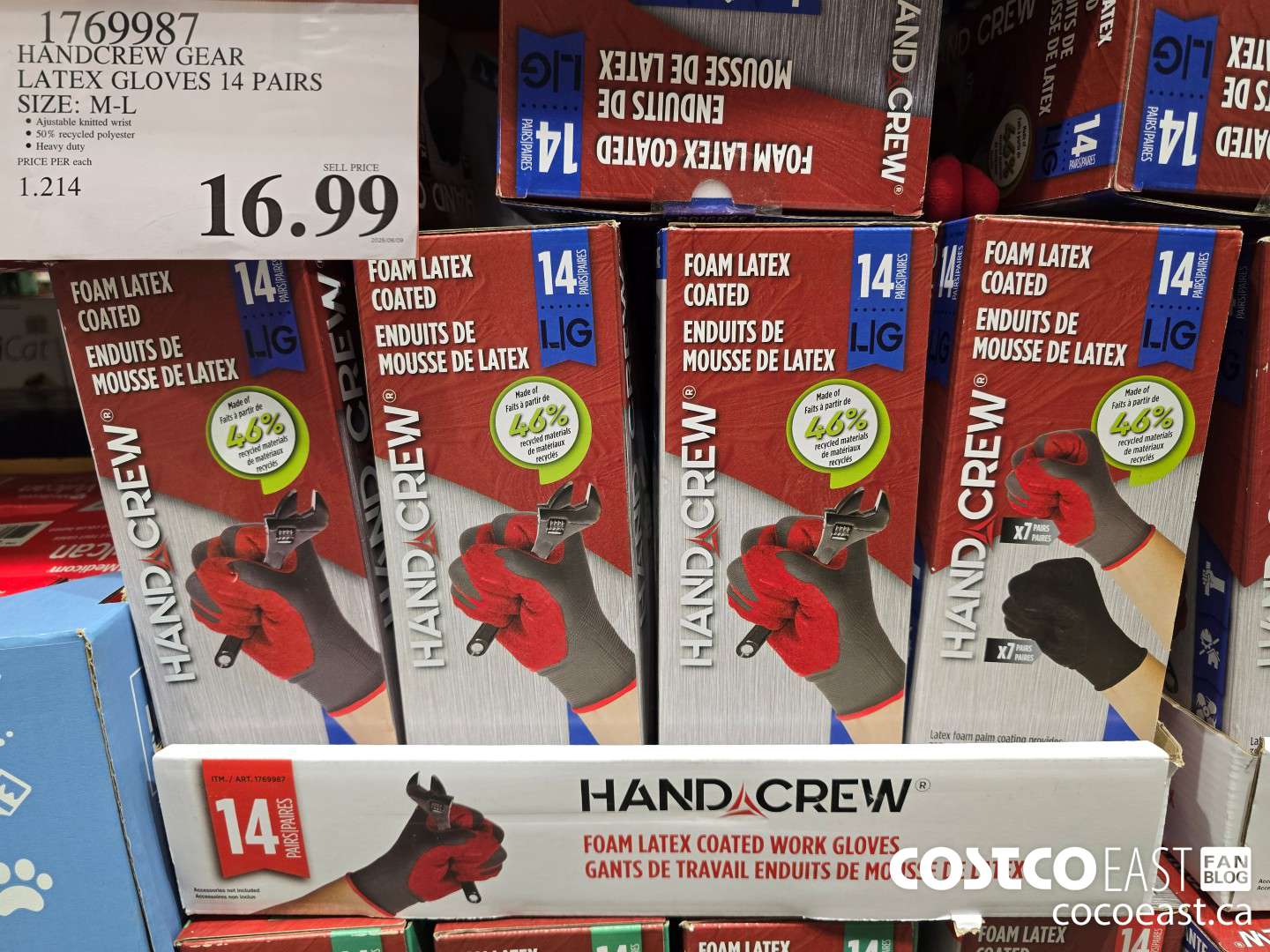 1769987 HANDCREW GEAR LATEX GLOVES 14 PAIRS SIZE: M-L $16.99