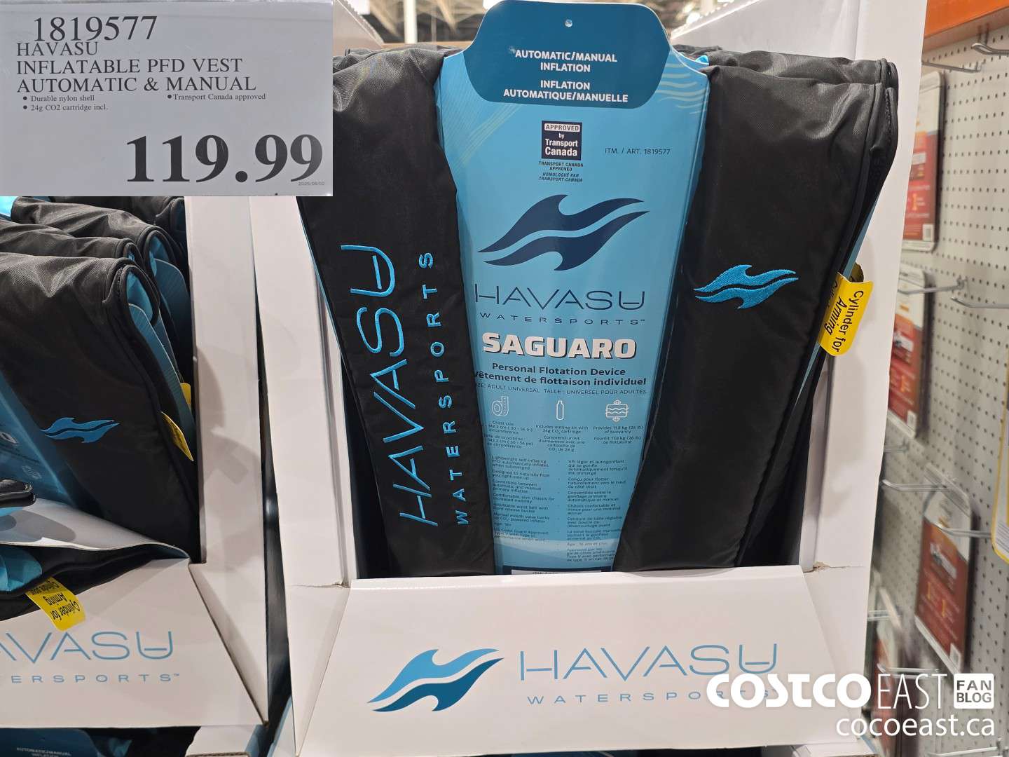 1819577 HAVASU INFLATABLE PFD VEST AUTOMATIC & MANUAL $119.99