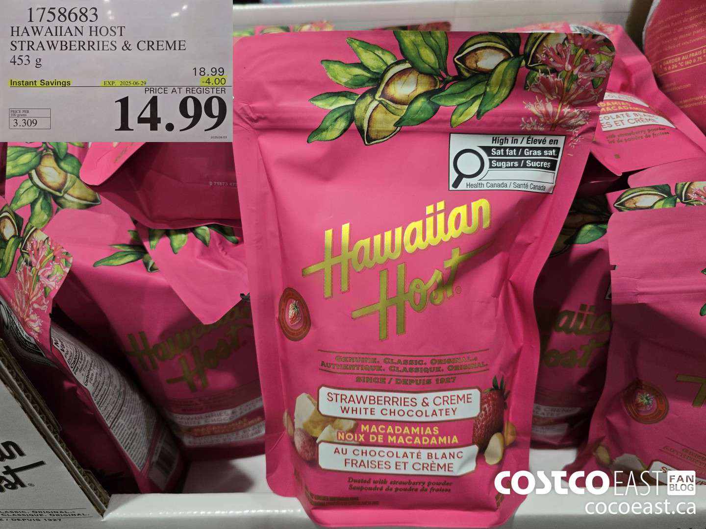 1758683 HAWAIIAN HOST STRAWBERRIES & CREAM 453 g ($4.00 INSTANT SAVINGS EXPIRES ON 2025-06-29) $14.99