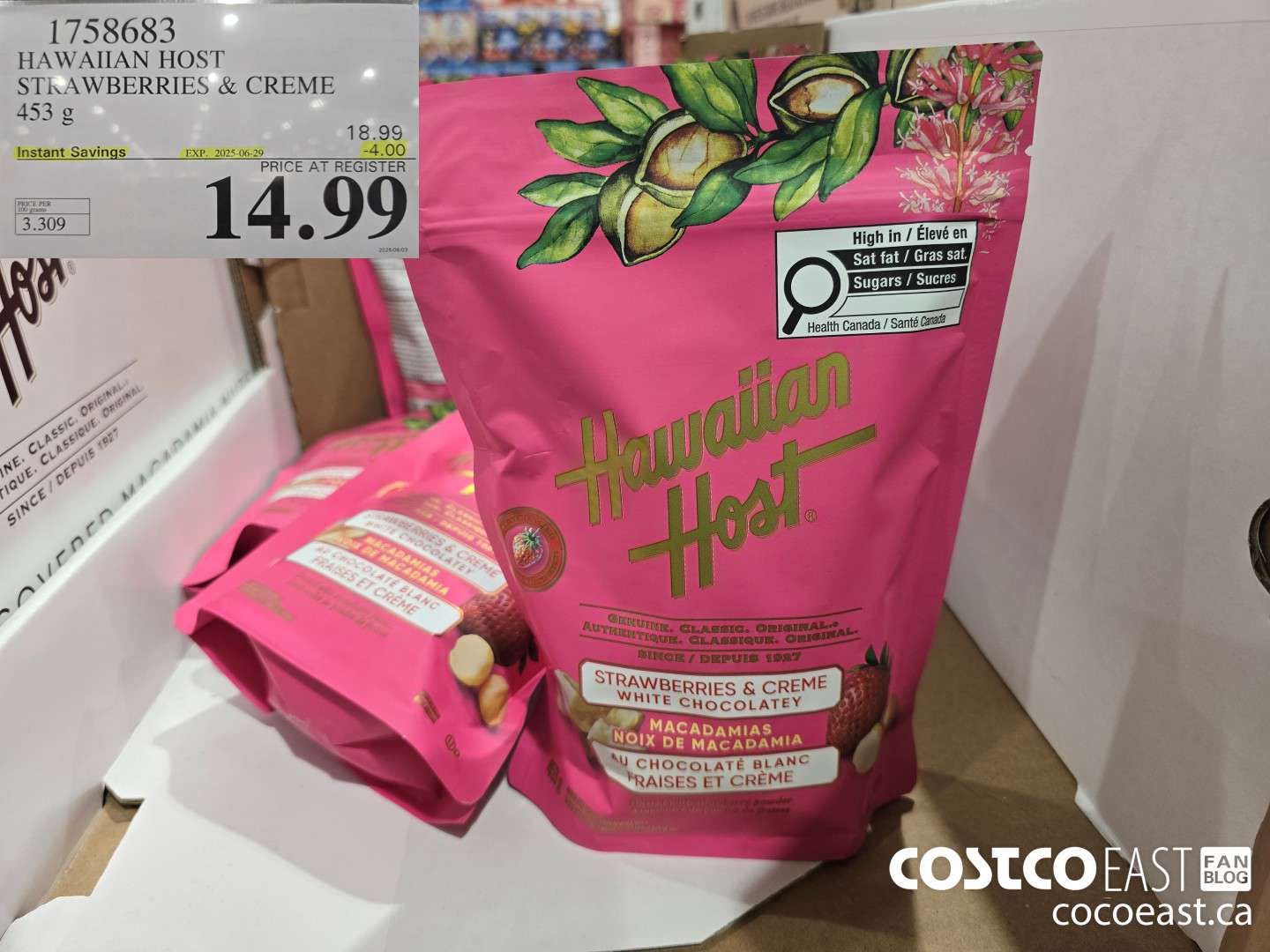 1758683 HAWAIIAN HOST STRAWBERRIES & CREAM 453 g ($4.00 INSTANT SAVINGS EXPIRES ON 2025-06-29) $14.99