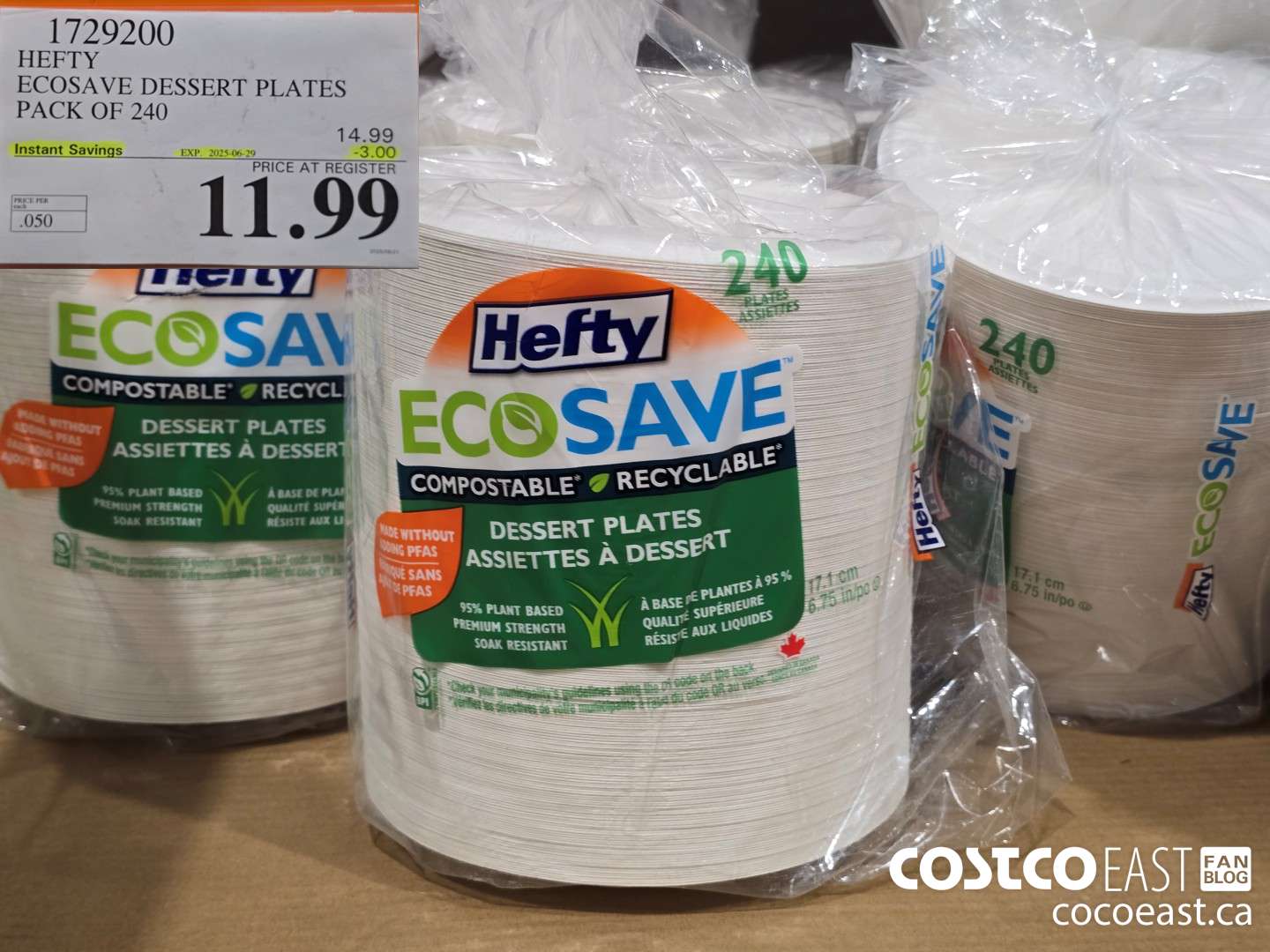 1729200 HEFTY ECOSAVE DESSERT PLATES PACK OF 240 ($3.00 INSTANT SAVINGS EXPIRES ON 2025-06-29) $11.99