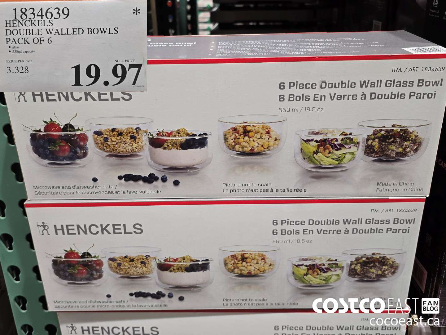 1834639 HENCKELS DOUBLE WALLED BOWLS 6 PIECES $19.97